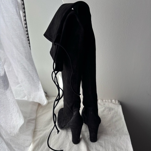 Stuart Weitzman Highland over the knee boot black suede‎ block Sz 7 - Picture 5 of 12